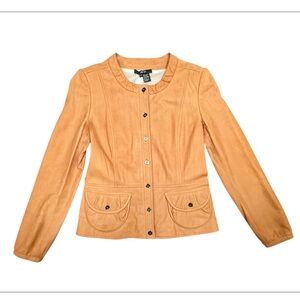 Per Se by Carlisle Tan Button Front Leather Jacket Size 10/Medium MSRP $495